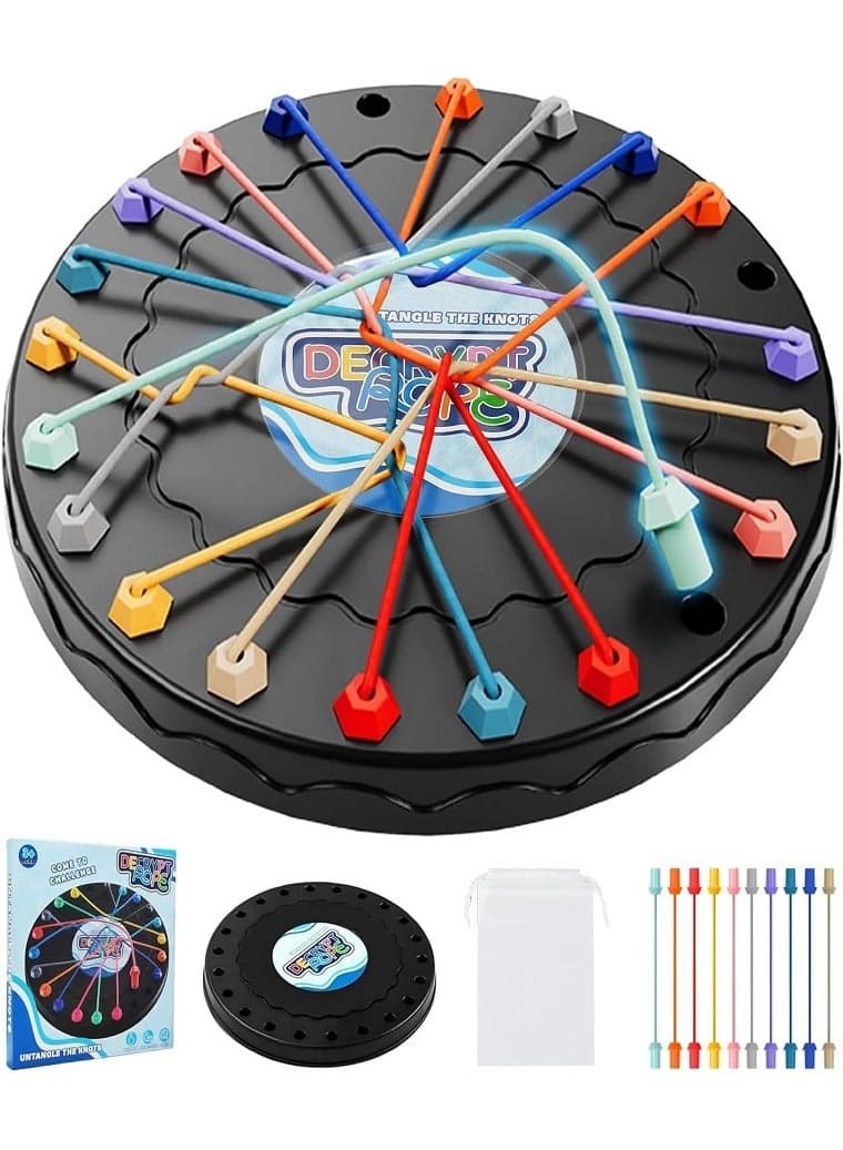 Brainy Knots Rope Untangling Puzzle Game,Strategy Board Game Rope Untangling Challenge,Perfect for Parent-Child Interaction,Family Travel Party Toys,Best Gifts for Kids or Adults.
