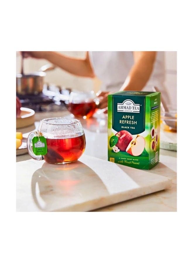 London Apple Refresh – Premium Flavoured Black Tea with Real Fruit Pieces – 20 Foil Tea Bags (3)