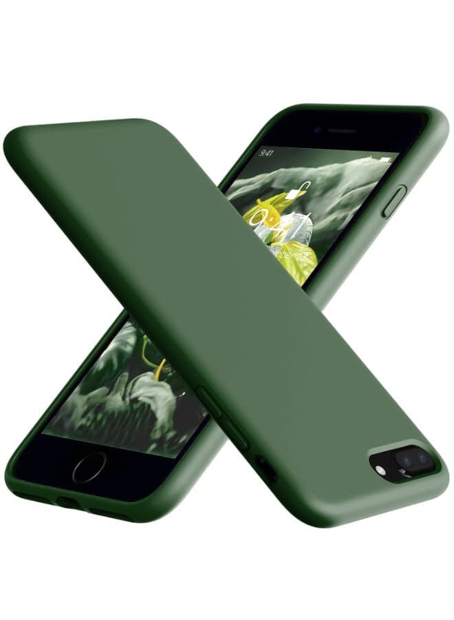 Compatible with iPhone 7/8 Plus Case 5.5 Inch Slim Liquid Silicone 4 Layers Soft Gel Rubber Shockproof Protective Phone Case with Anti Scratch Microfiber Lining (Army Green) Cases & Covers