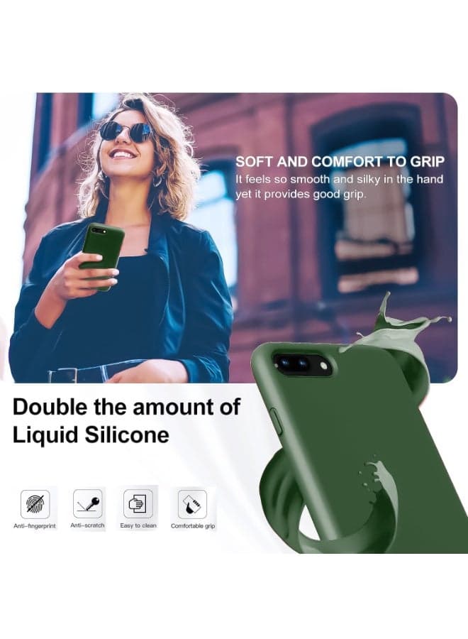 Compatible with iPhone 7/8 Plus Case 5.5 Inch Slim Liquid Silicone 4 Layers Soft Gel Rubber Shockproof Protective Phone Case with Anti Scratch Microfiber Lining (Army Green) Cases & Covers (3)