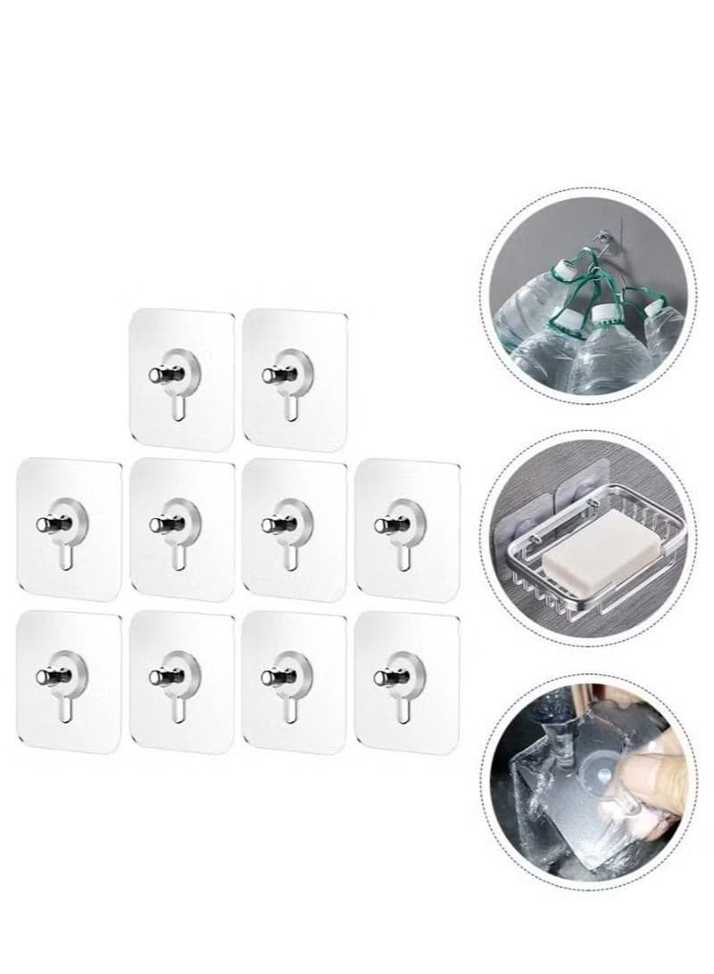 Heavy Duty Wall Hooks 10 Pieces Rust Resistant for Bathroom and Kitchen Adhesive Hooks