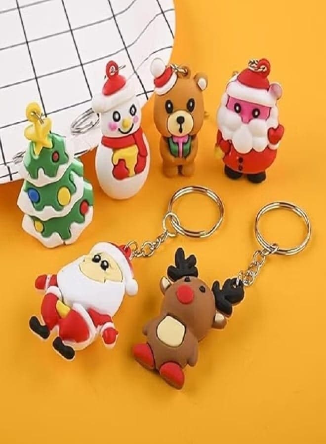 Christmas Keychains - Christmas Gifts , Different Shapes Christmas's Keychain, Christmas Decoration Items, 6 pcs