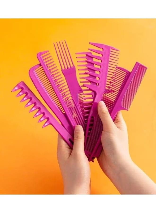 مجموعة أمشاط من 8 قطع - مجموعة متعددة الاستخدامات لتصفيف الشعر بشكل مثالي (لون بيج) Hair Combs (٦)