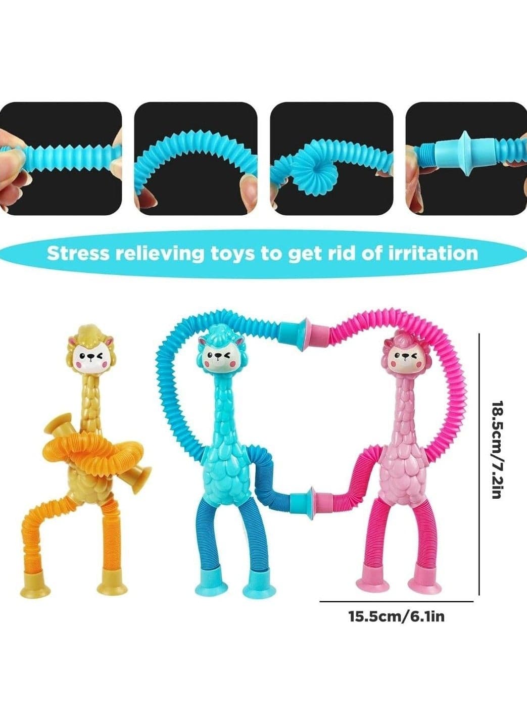 Telescopic Suction Cup Sheep Toys, Sensory Sheep Toy, Suction Cup Toy for Kids, Stuffed Sheep Animals, Fidget Toys for Stress Relief, Funny Educational (2 Pack) Gag Toys & Practical Jokes (٣)