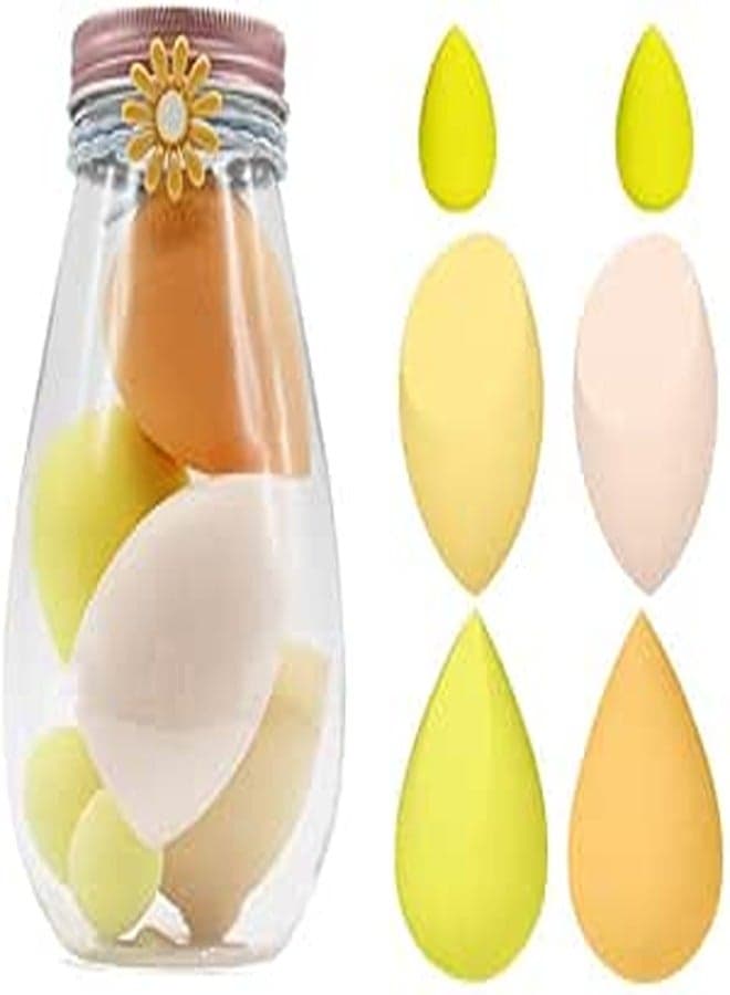 6 Pcs Makeup Sponges Set - 6 Beauty sponges Blending Blenders ,Makeup egg Case and 1 holder/Multi- colored, Cosmetics Sponge Puff Latex Makeup Sponge case, Flawless for Cream, Powder and Liquid Make Up Sponges