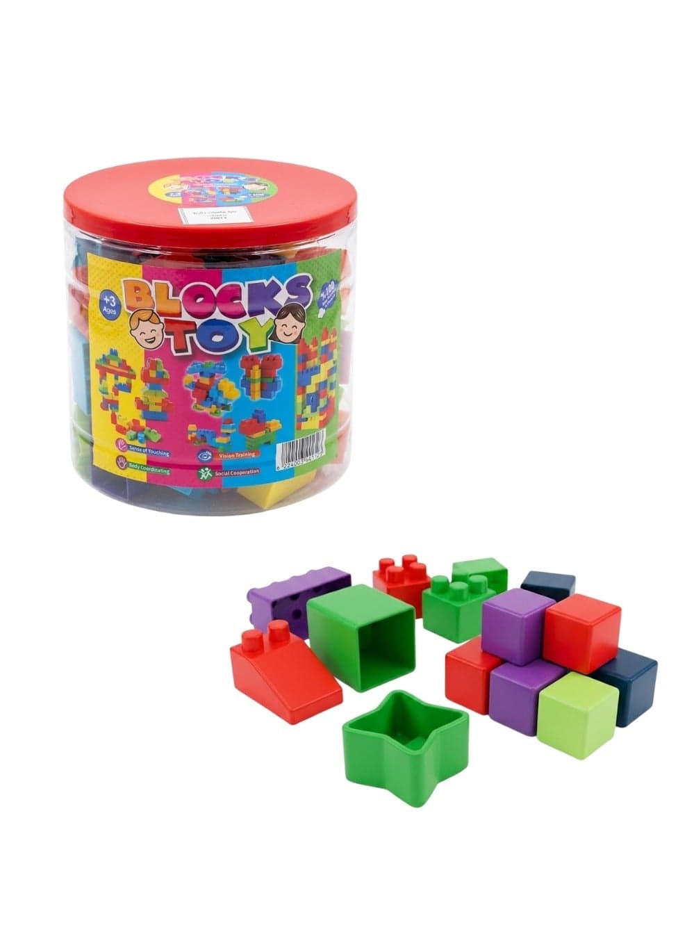 Educational Plastic Building Blocks Toy Set for Kids with Storage Jar - Multi-Color, Skill & Creativity Development