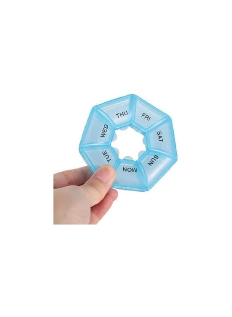 Portable 7 Day Weekly Pill Organizer, Solid Color Plastic Pill Storage Box, Compact Medicine Divider for Daily Use Capsules and Supplements, Travel Pill Case for Health and Beauty Routine (Light Blue) Pill Cases & Splitters (٢)
