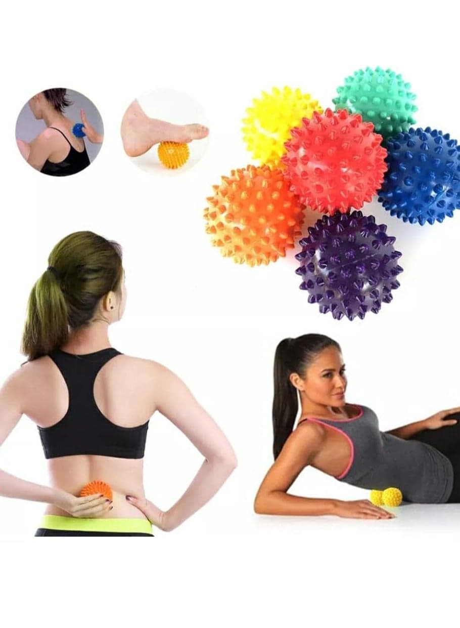 Blister Massage Ball, Spiky Feather Massager Ball, Automatic Tissue Massager for the Feet, Sensory Ball to Treat Inflammation, Size 7 cm, Multi-Colour, from SportQ, Softballs (3)