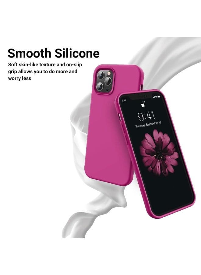 Compatible with iPhone 15 Pro Case 6.1 Inch Slim Liquid Silicone 4 Layers Soft Gel Rubber Shockproof Protective Phone Case with Anti Scratch Microfiber Lining (Rose Red) Cases & Covers (٦)