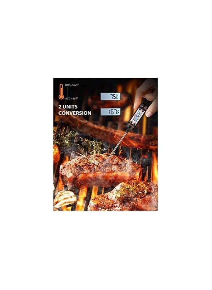 Digital Instant Reading Cooking Thermometer Black/Silver Kitchen Utensils & Gadgets (٤)