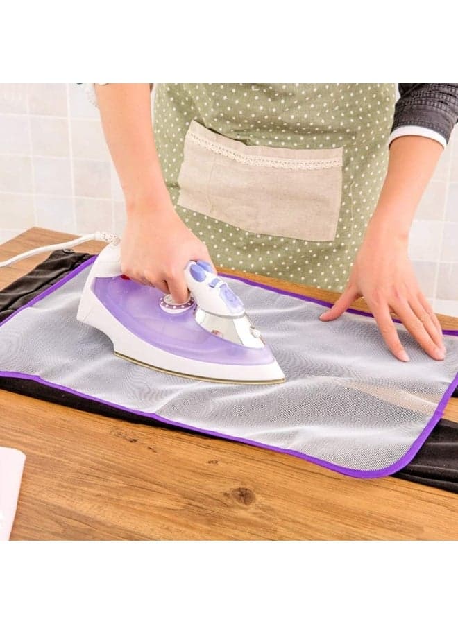 2-Piece Professional Heat Resistant Ironing Mat Set 40x60cm – Premium Transparent Mesh Ironing Cloth Protectors for Garments, Anti-Burn Ironing Pads for Delicate Fabrics Including Silk, Chiffon, Lace and Embroidery, Durable Home Ironing Accessories for Smooth Wrinkle-Free Results Irons (8)