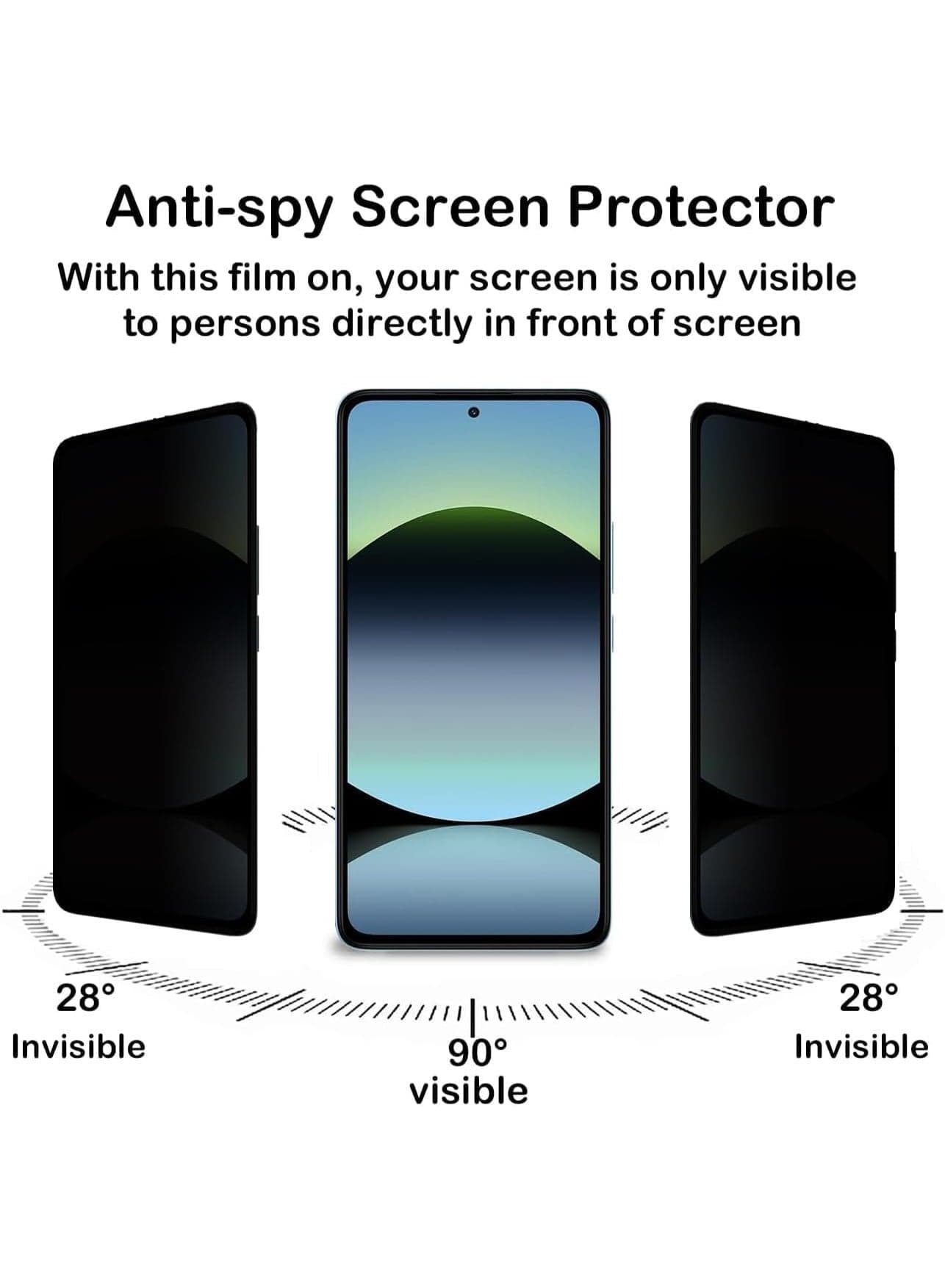 Screen protector for Xiaomi Redmi Note 14 made of tempered glass, two pieces, anti-spy and scratch-resistant (2)
