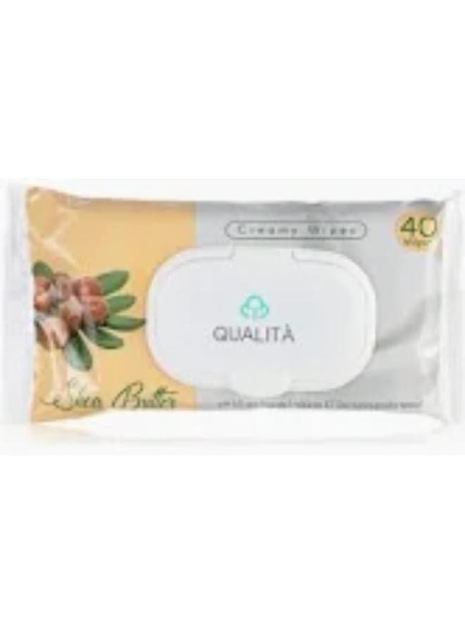 QUALITA CREAMY WIPS SHEA BUTTER 40 WIPS Cleansing Wipes