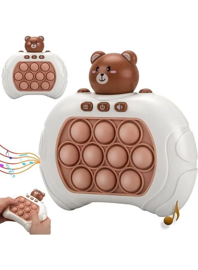Fast Push Game Pop Fidget Toys for Kids, Pop Toy Fast Push Game, Push Bubble Stress Toy, Electronic Fidget Light Up Sensory Toys Travel Bubble Handheld Game Birthday Gifts for Girl Boys - Brown Bear
