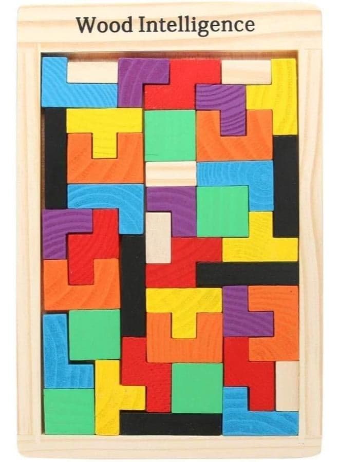KAVID Wooden Jigsaw Puzzle (40 Pieces) Tangram Jigsaw Teasers Educational Children’s Puzzle Game Brain Teasers