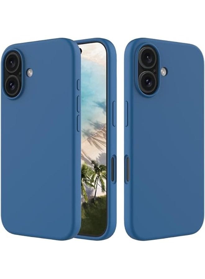 Silicone phone case compatible with Apple iPhone 16 Plus - Made of soft, heat-resistant silicone and polyurethane, high-quality materials, microfiber lining to protect the back of the phone - navy blue