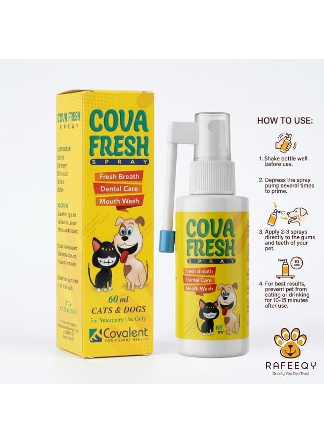 Covalent Cova Fresh Breath Dental Care Spray & Mouthwash for Dogs & Cats 60ml (4)