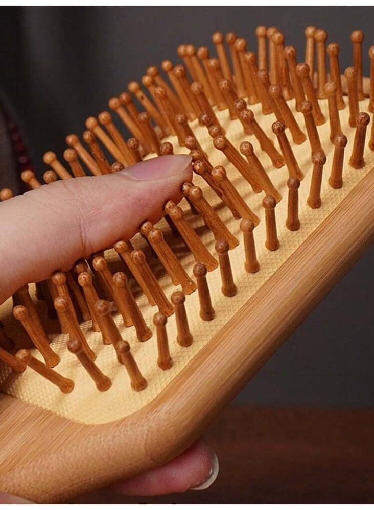 Natural Bamboo Hair Brush for Scalp Massage & Anti-Static Detangling - Professional Eco-Friendly Wooden Brush. (3)