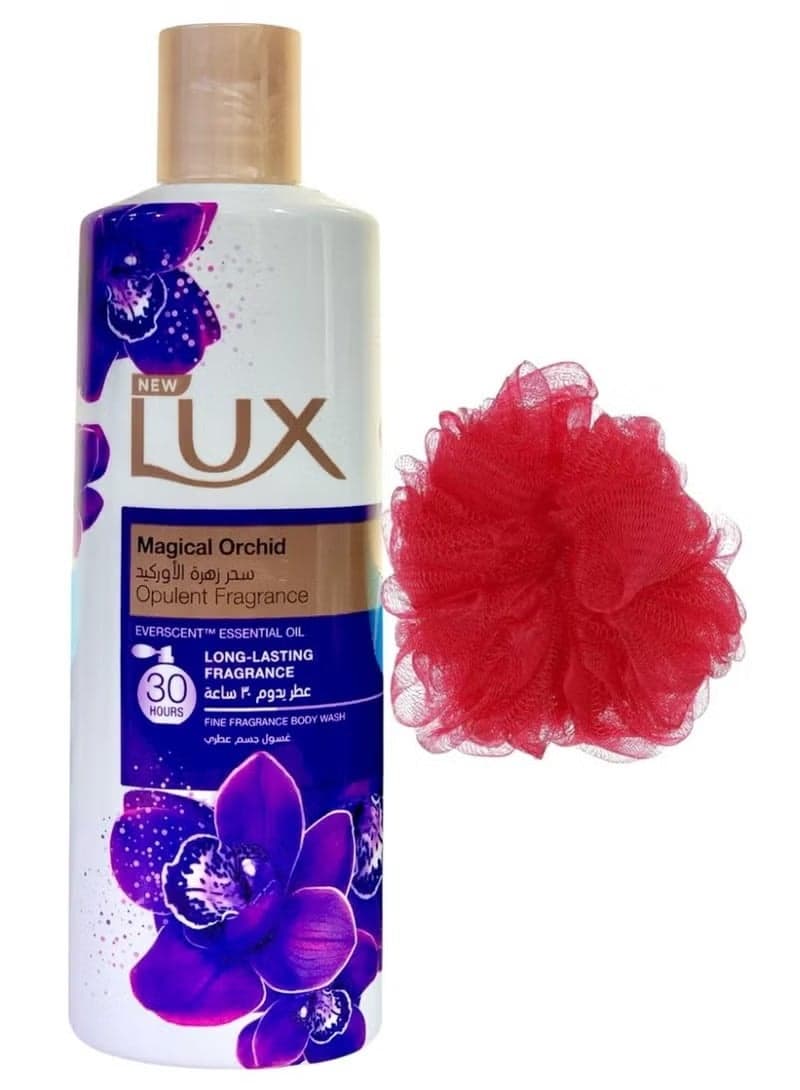 Lux Shower Gel Magical Orchid With Loofah Multi Color 250 ML (Packaging may vary) Shower Gels & Body Wash