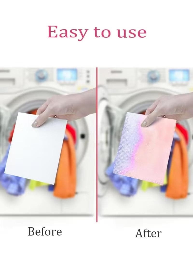 Color Absorbing Washing Wipes, 50 Disposable Fabric Color Absorbing Wipes, Prevents Color Fading and Bleeding - Easy to Use, Safe for All Fabrics. (7)