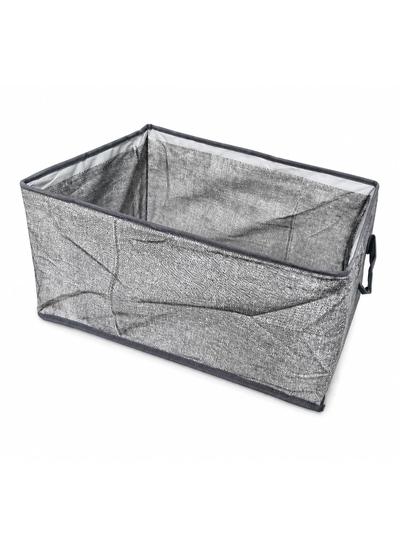 Foldable Fabric Storage Basket with Cherry & Heart Print – Multi-Purpose Organizer for Clothes, Toys & Home Essentials, Gray Storage Boxes