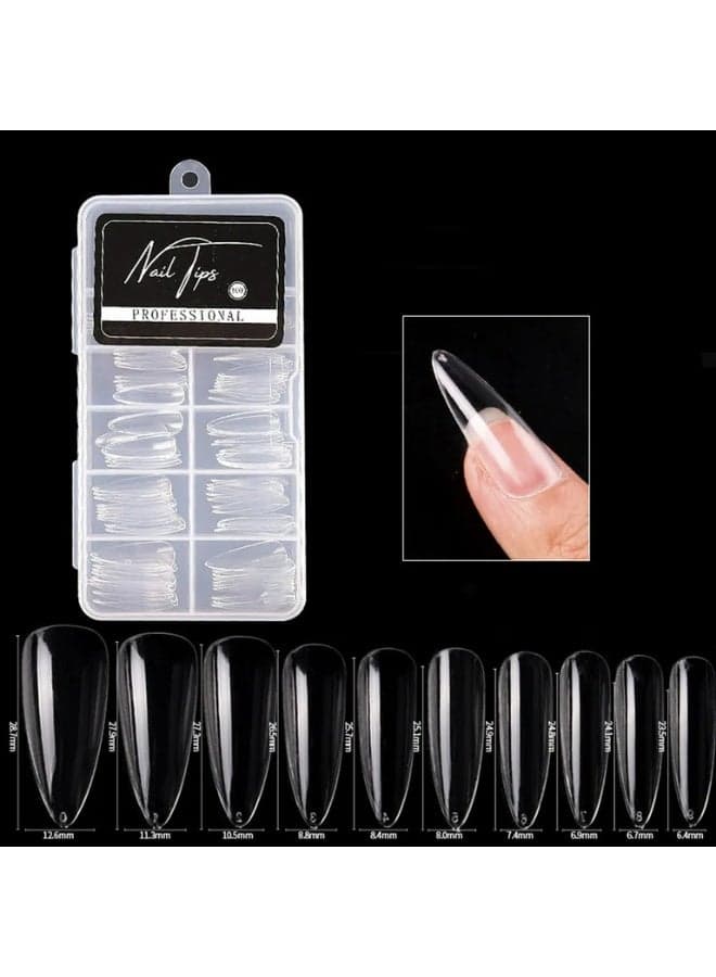 Fake Nails High Quality 100pcs/Box Natural Transparent Different Sizes Nail Art (٤)