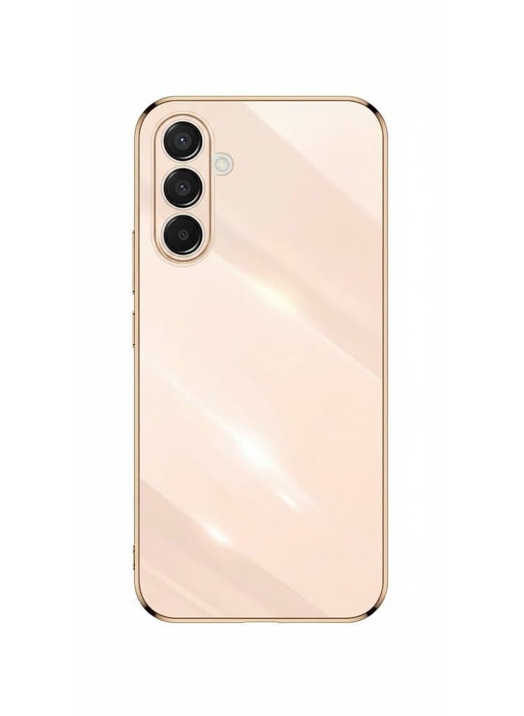 Compatible with Silicone Case for Samsung Galaxy A26 5G / Samsung Galaxy A26 (4G) (6.7 Inches), Gold Edge Style Mobile Phone Case, Pink