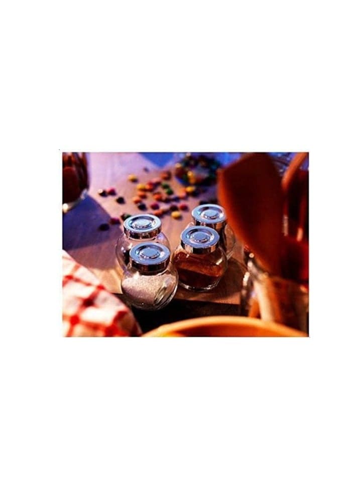 4 Piece High Quality Glass Spice Jars for Kitchen with Airtight Lids - 4 Piece Spice Set - Premium Glass Storage Containers for Storing Pulses and Spices - Transparent Airtight Containers for Kitchen, Sugar, Coffee and Tea - 4 Piece Spice and Salt Jars for Food Storage (٥)