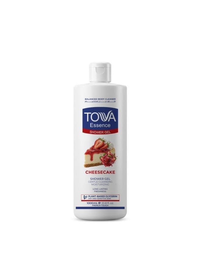 Tova Essence Shower Gel with Cheesecake Scent 1L – Luxurious moisturizing body wash with rich foam, long-lasting refreshing fragrance, daily cleanser for men and women