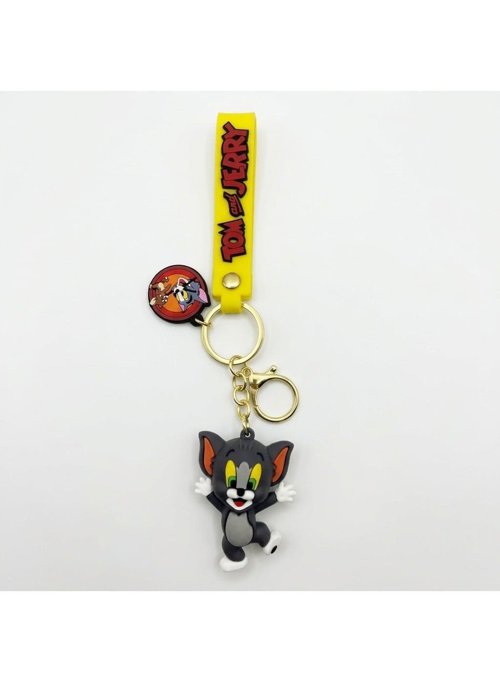 Tom and Jerry Cartoon Keychain – Tom Character Design with Yellow Printed Strap Key Shell Cases