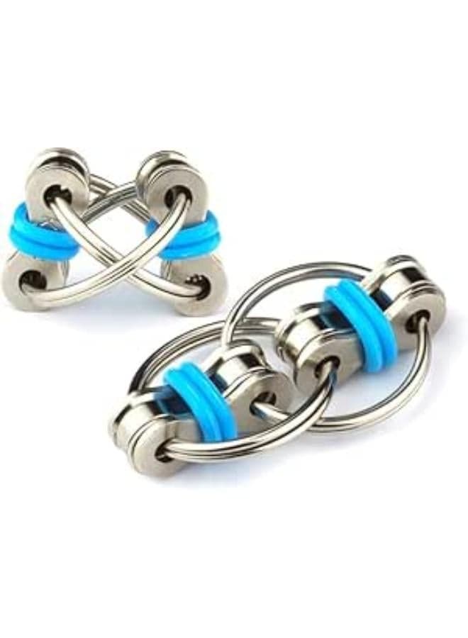 Original Flippy Chain Fidget Toy - Perfect for ADHD, Anxiety, and Autism - Bike Chain Fidget Stress Reducer for Adults and Kids (Double Blue) Squishy Toys