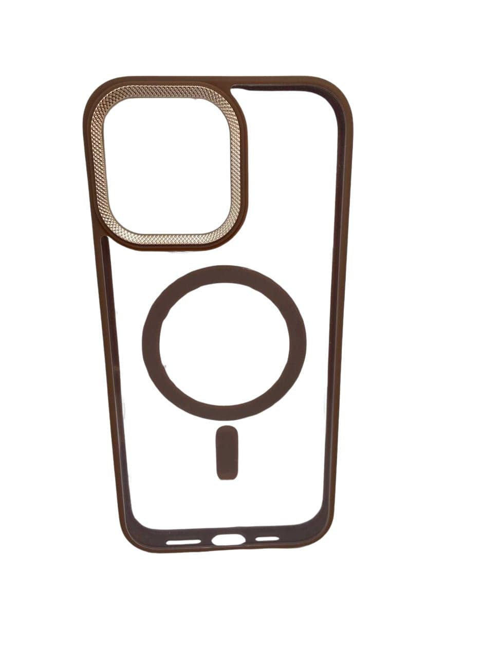 Luxury Metal Lens Camera Protection Magsafe Phone Case for iPhone 11 Wireless Charging Cover - Clear Back Slim -Desert Titanium
