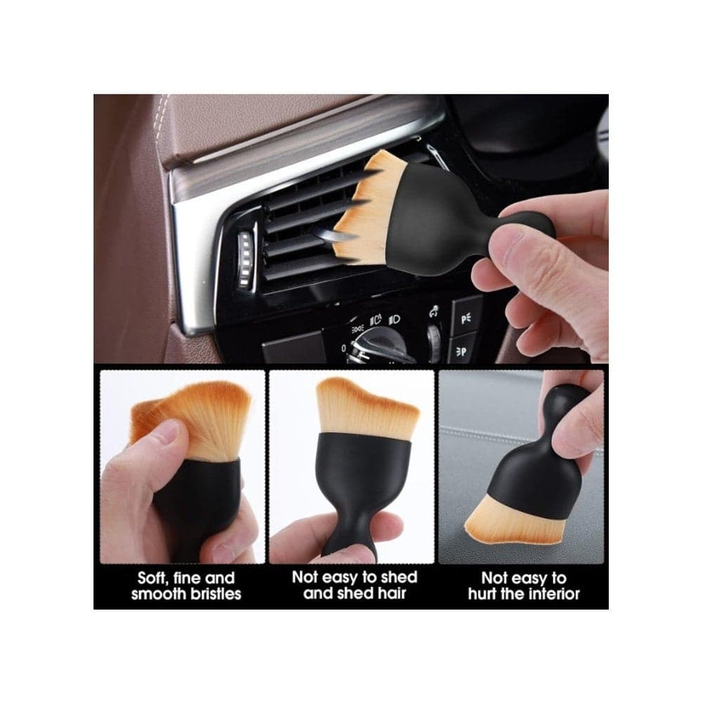 Soft car interior cleaning brush - with non-scratch bristles, dust removal brushes - for dashboard air vents, AC, and air vents, 2-piece set, black Car Detailing Brushes (10)