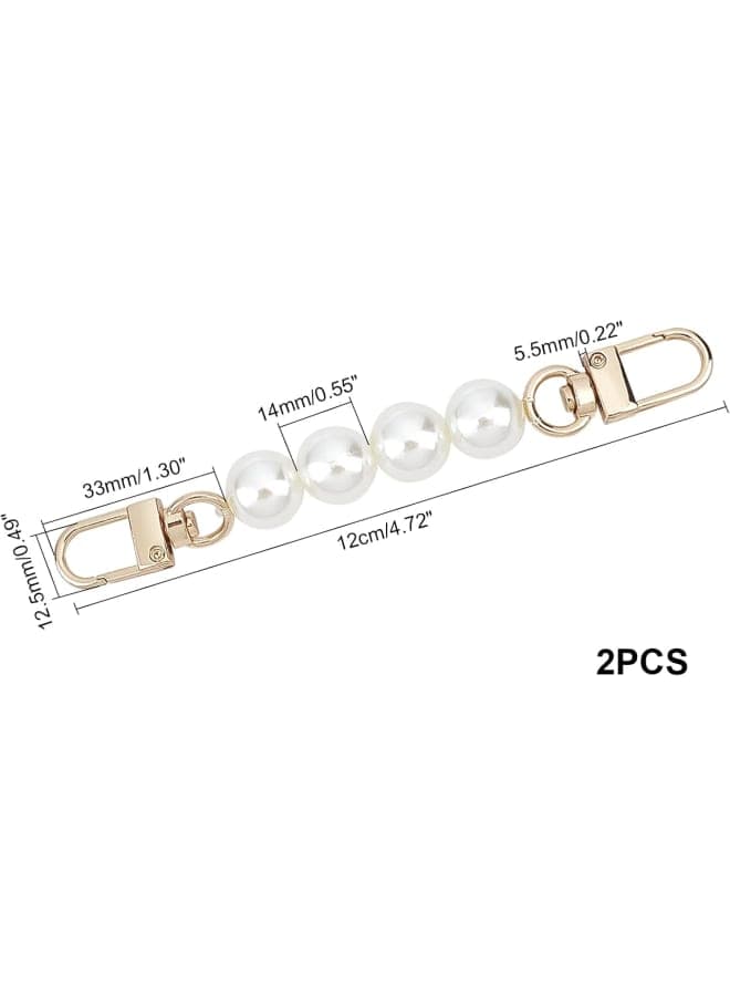 WADORN 2pcs Pearl Bag Strap Extender, 4.7 Inch Imitation Pearl Bead Purse Short Handle Handbag Pearl Chain Strap Replacement Clutch Bag Charm Bag Chain Decoration Accessories Jewellery Making Beads (٥)
