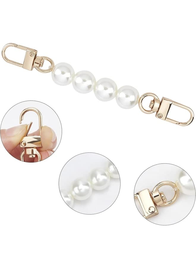 WADORN 2pcs Pearl Bag Strap Extender, 4.7 Inch Imitation Pearl Bead Purse Short Handle Handbag Pearl Chain Strap Replacement Clutch Bag Charm Bag Chain Decoration Accessories Jewellery Making Beads (٧)