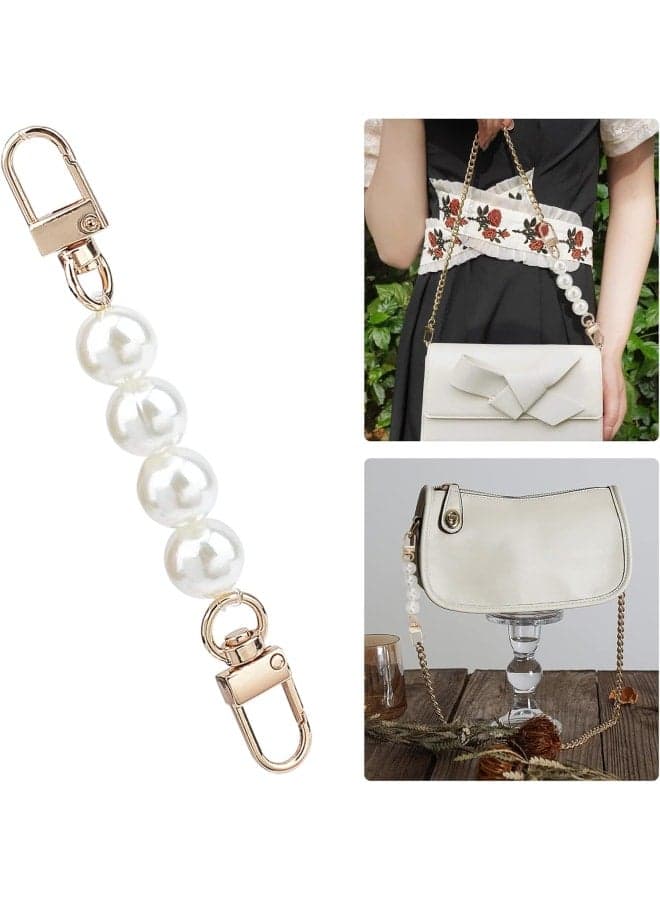 WADORN 2pcs Pearl Bag Strap Extender, 4.7 Inch Imitation Pearl Bead Purse Short Handle Handbag Pearl Chain Strap Replacement Clutch Bag Charm Bag Chain Decoration Accessories Jewellery Making Beads (٣)