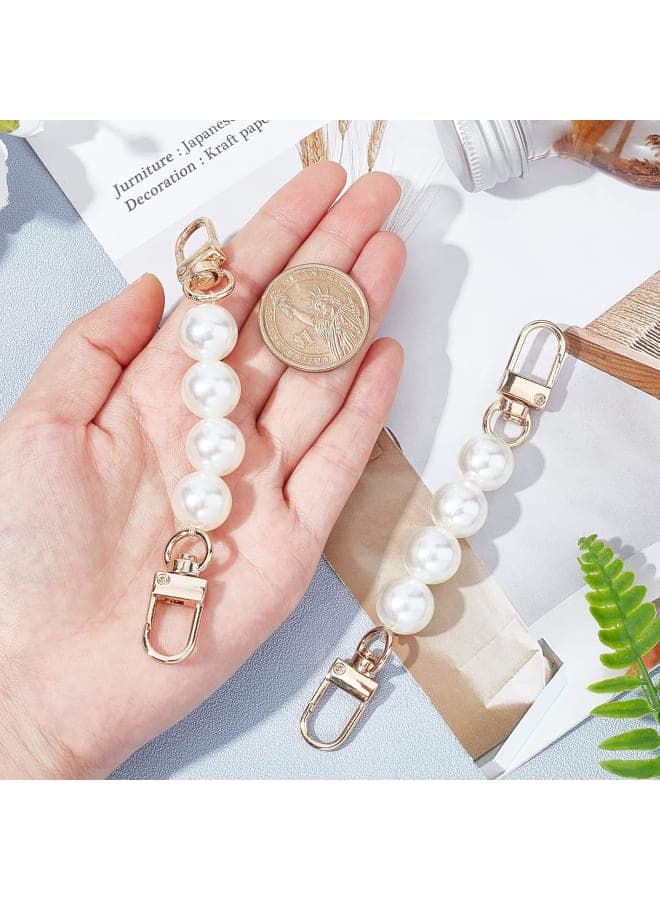 WADORN 2pcs Pearl Bag Strap Extender, 4.7 Inch Imitation Pearl Bead Purse Short Handle Handbag Pearl Chain Strap Replacement Clutch Bag Charm Bag Chain Decoration Accessories Jewellery Making Beads (٦)
