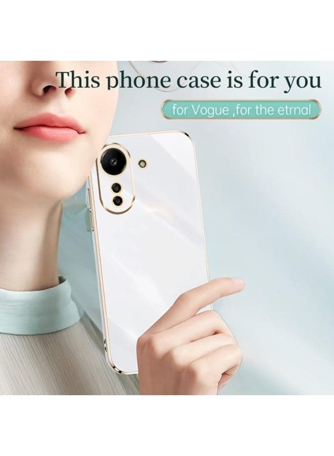 Case for Xiaomi Redmi 13C Silicone Case, Protection Camera Ultra Thin Electroplated Soft TPU Bumper Resistant Anti-Shock Mobile Case for Xiaomi Redmi 13C White Cases & Covers (٢)