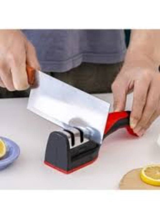3-in-1 Knife Sharpener with 3 Stages – Sharpens Knives and Scissors – Non-Slip Handle, Ergonomic Design – Ideal for Home and Professional Use Kitchen Knives & Cutlery Accessories (٤)