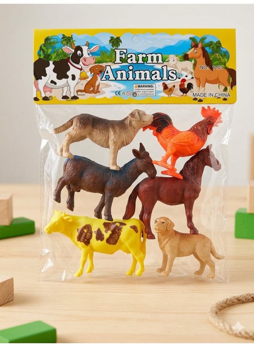 First Choice Educational Farm Animal Figurines for Kids, Realistic Plastic Toy Set Mimicking Nature (6 pieces including cow, horse, donkey, dog and rooster) (4)