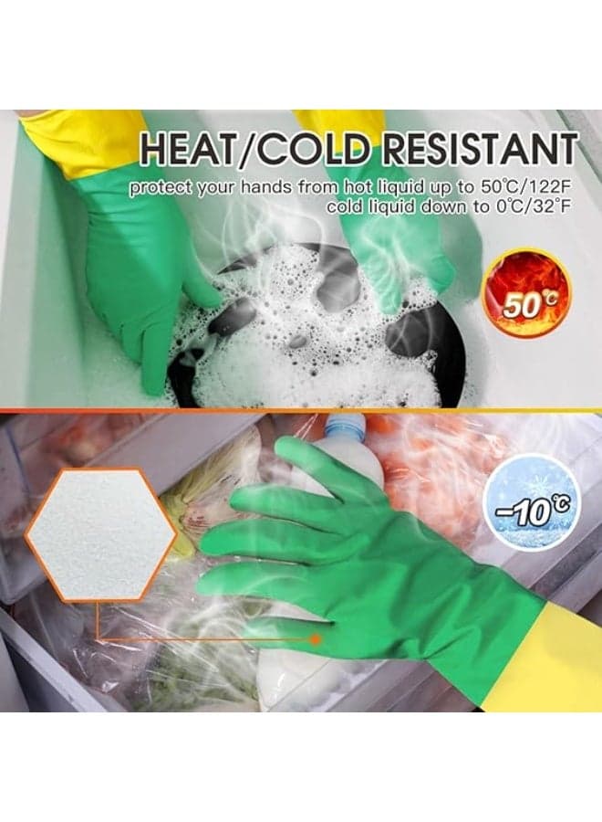 Rubber Cleaning Gloves for Kitchen and Home – Safe for Dishwasher, Available in 1/2/3 Pairs, Multi-Purpose Household Cleaning Tool Safety & Security Gloves (٤)