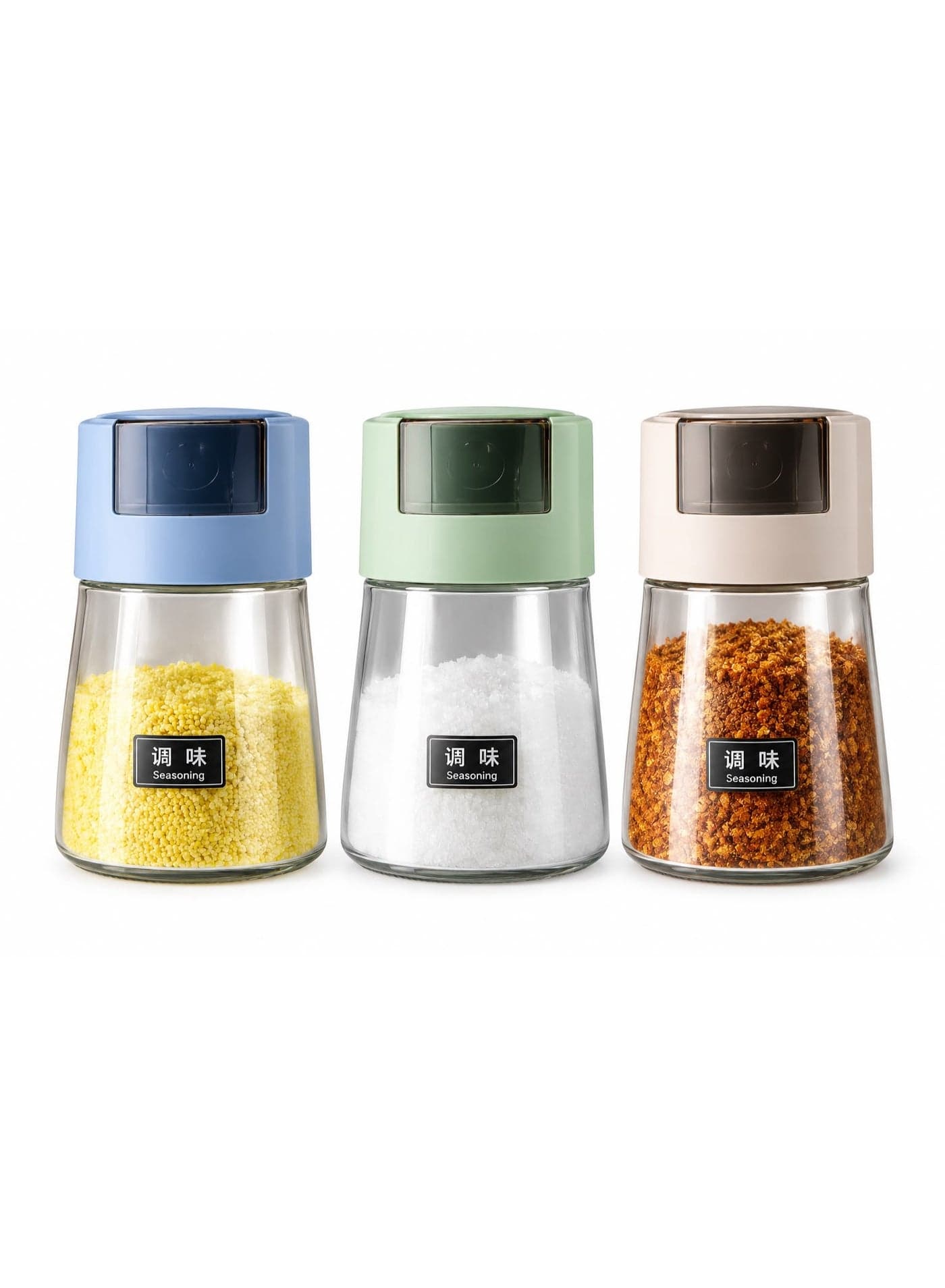 3-Piece Glass Spice Jar Set with Airtight Lids (Assorted Colors) (3)