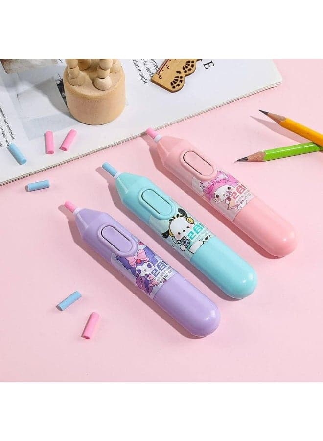 The eraser card, pen, 12 replacement erasers, and the battery-operated fan in various colors. (٢)
