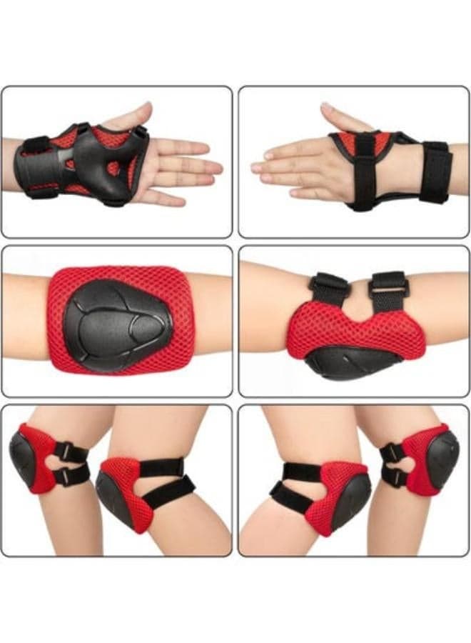 BOSONER Kids/Youth Knee Pad Elbow Pads Guards Protective Gear Set for Roller Skates Cycling BMX Bike Skateboard Inline Skatings Scooter Riding Sports (Black/red, Medium) (2)