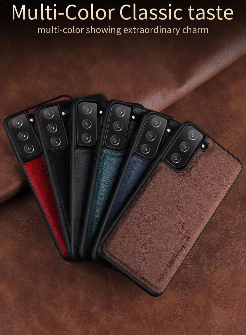 Case Retro PU Leather & Soft Silicone Edge Back Cover For Samsung Galaxy S23 Fe (Black) (٥)