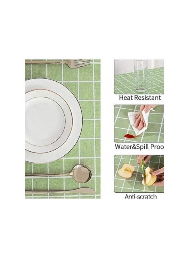 Classic Plaid Dining Tablecloth - Spill-Resistant and Easy to Clean - Available in Calming Green Home Decor (٢)