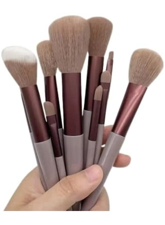Professional Makeup Brush Set, 12 Pieces, Soft Fluffy Polyamide Bristles, Brown, with Cosmetic Bag (3)