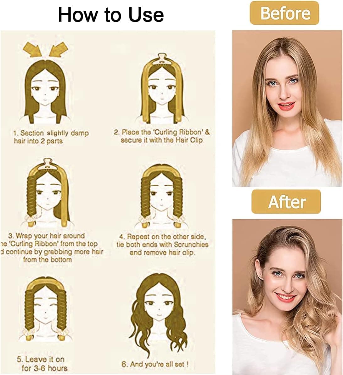 Heatless Curling Rod Headband for Long Medium Hair, Soft Silk No Heat Curls R... Hair Rollers (2)