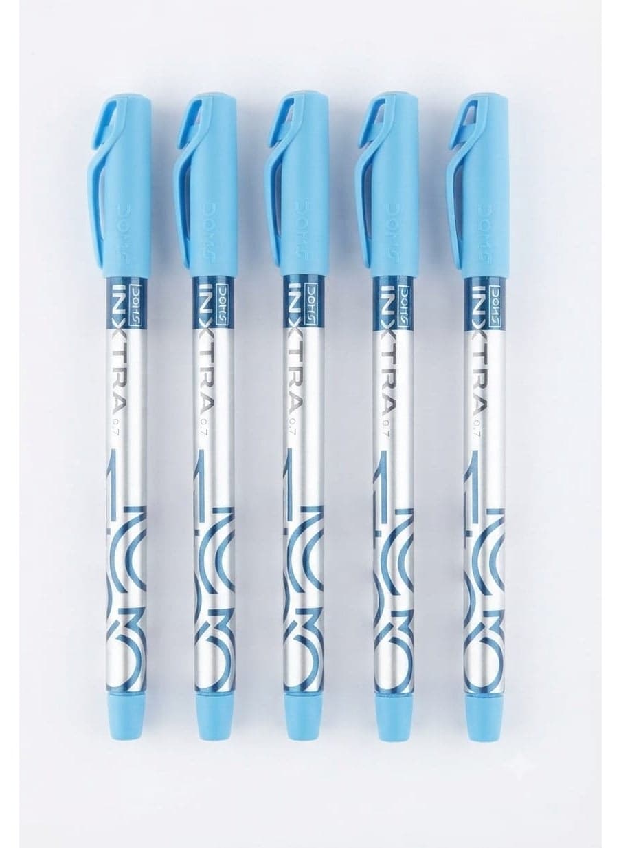 DOMS Inxtra Ball Pen, Assorted Colors, Set, 5 Pieces Ballpoint Pens