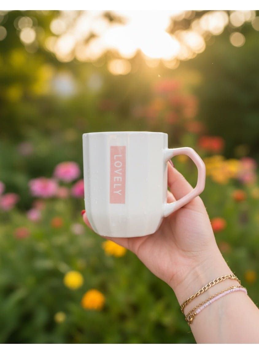 Elegant Porcelain Mug Set with Matching Saucer Plate for Coffee & Daily Use | Modern LOVELY COFFEE Design Collection (2)